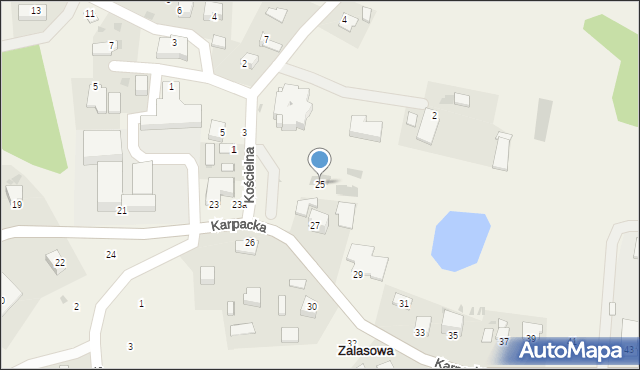 Zalasowa, Karpacka, 25, mapa Zalasowa