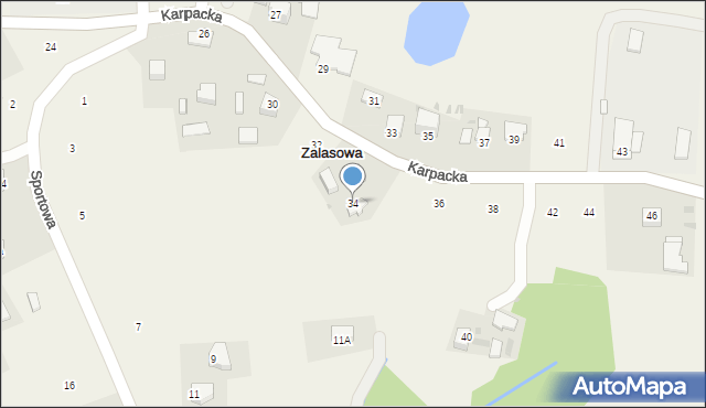 Zalasowa, Karpacka, 34, mapa Zalasowa