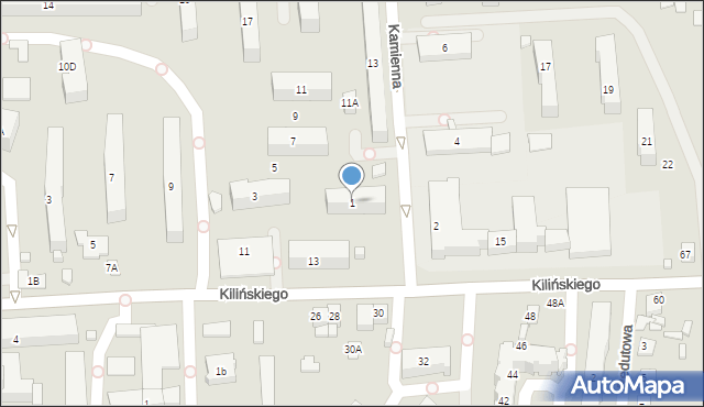 Zamość, Kamienna, 1, mapa Zamościa