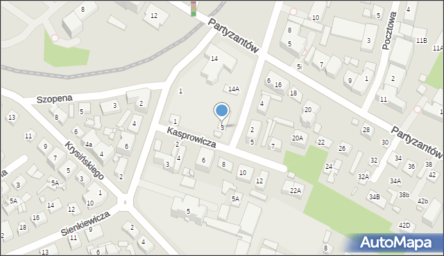 Zamość, Kasprowicza Jana, 3, mapa Zamościa