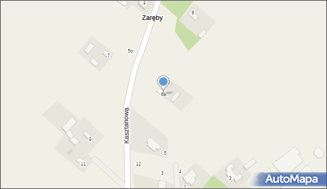 Zaręby, Kasztanowa, 6a, mapa Zaręby