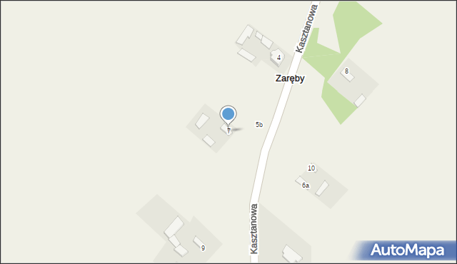 Zaręby, Kasztanowa, 7, mapa Zaręby