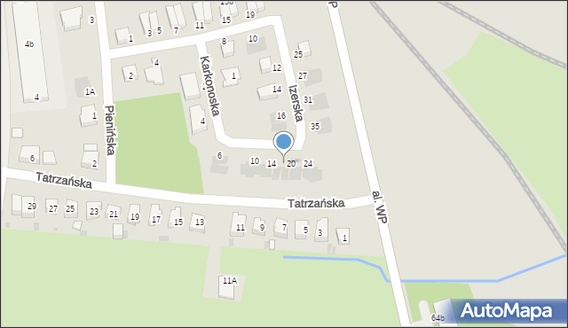 Żary, Karkonoska, 18, mapa Żary