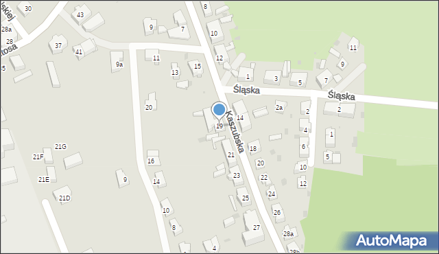 Żary, Kaszubska, 19, mapa Żary