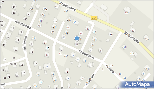 Zblewo, Kasztanowa, 18, mapa Zblewo