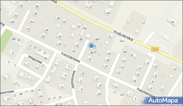 Zblewo, Kasztanowa, 34, mapa Zblewo