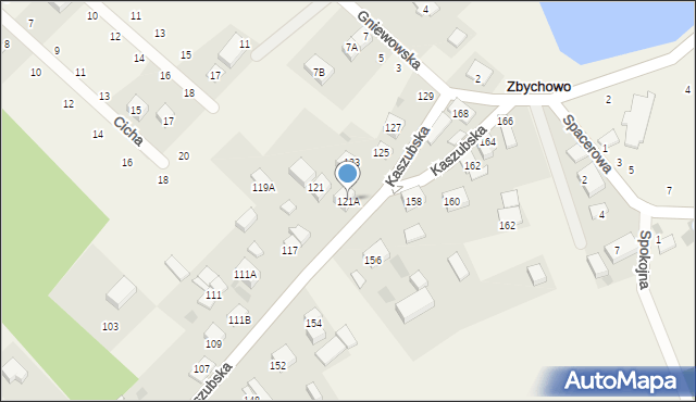 Zbychowo, Kaszubska, 121A, mapa Zbychowo