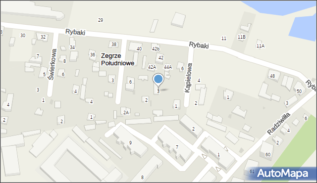 Zegrze Południowe, Kąpielowa, 3, mapa Zegrze Południowe