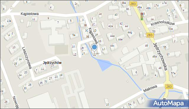 Zielona Góra, Kąpielowa, 1L, mapa Zielona Góra