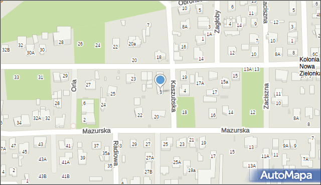 Zielonka, Kaszubska, 3, mapa Zielonka