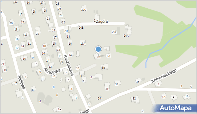 Żywiec, Kasztanowa, 12, mapa Żywiec