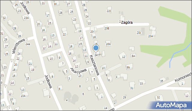 Żywiec, Kasztanowa, 14, mapa Żywiec