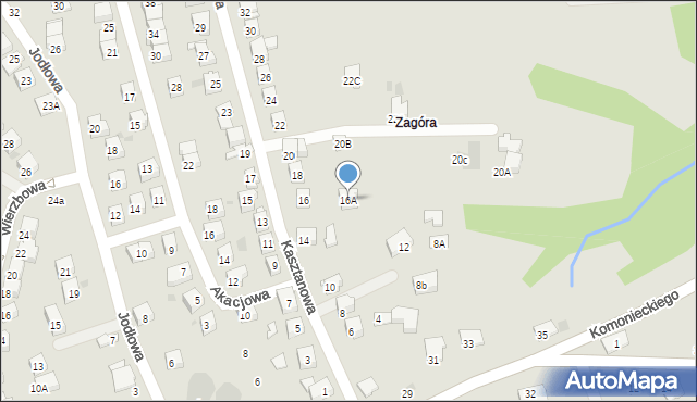 Żywiec, Kasztanowa, 16A, mapa Żywiec