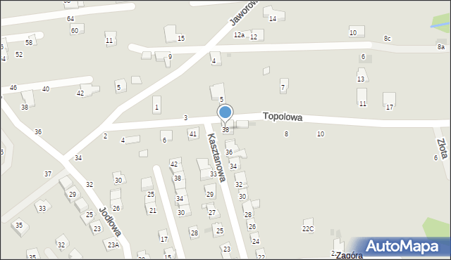 Żywiec, Kasztanowa, 38, mapa Żywiec