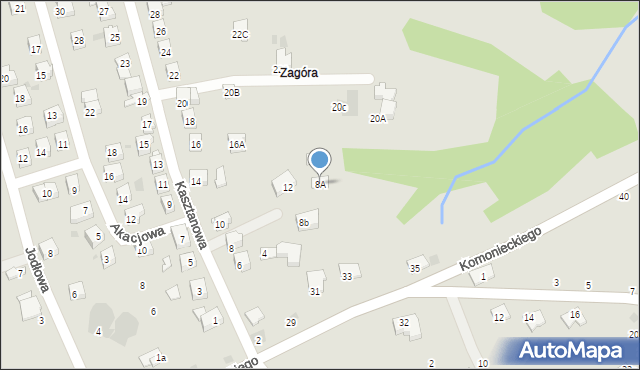 Żywiec, Kasztanowa, 8A, mapa Żywiec