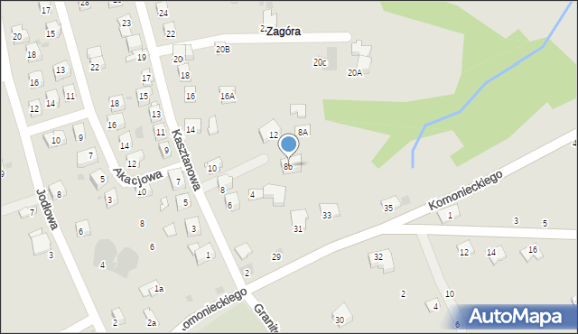 Żywiec, Kasztanowa, 8b, mapa Żywiec