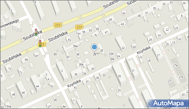 Bydgoszcz, Kcyńska, 28, mapa Bydgoszczy