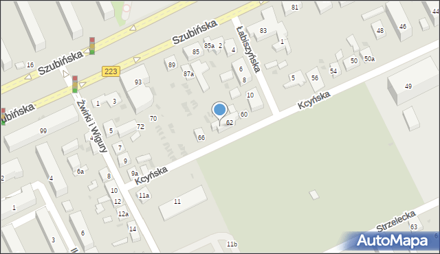 Bydgoszcz, Kcyńska, 64, mapa Bydgoszczy