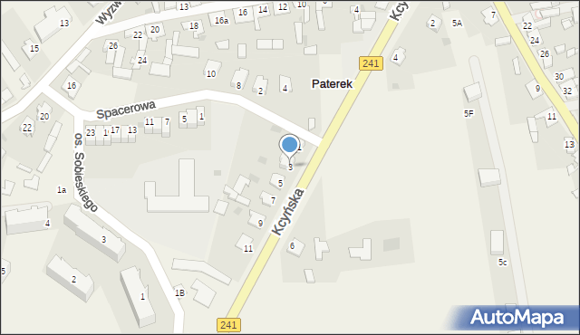 Paterek, Kcyńska, 3, mapa Paterek