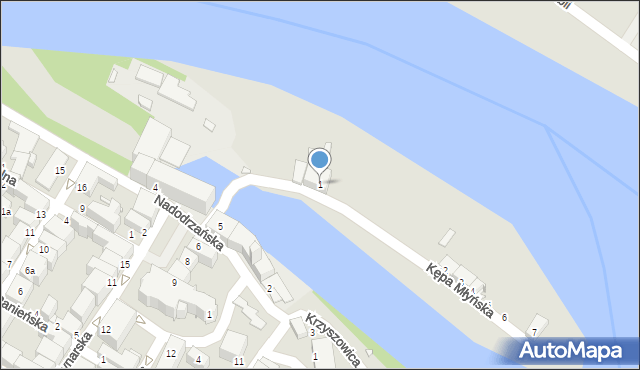 Brzeg, Kępa Młyńska, 1, mapa Brzeg