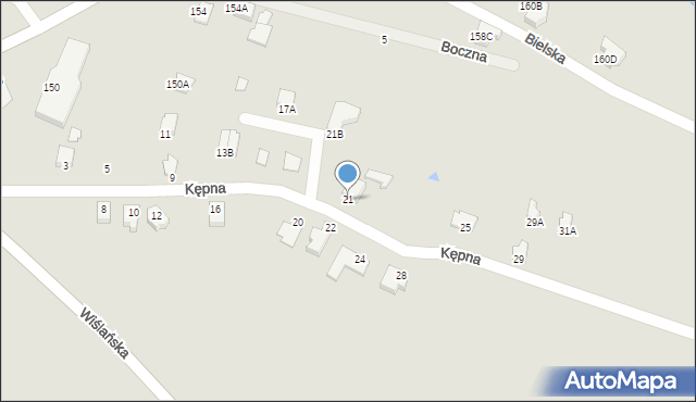 Cieszyn, Kępna, 21, mapa Cieszyna