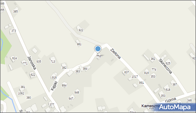 Kamesznica, Kępki, 774, mapa Kamesznica