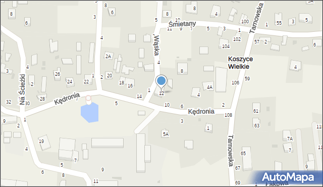 Koszyce Wielkie, Kędronia Stanisława, ks., 12, mapa Koszyce Wielkie