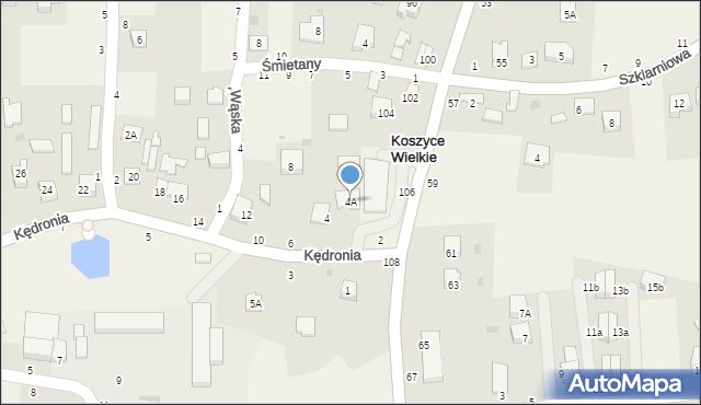 Koszyce Wielkie, Kędronia Stanisława, ks., 4A, mapa Koszyce Wielkie