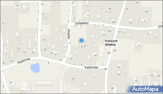Koszyce Wielkie, Kędronia Stanisława, ks., 8, mapa Koszyce Wielkie