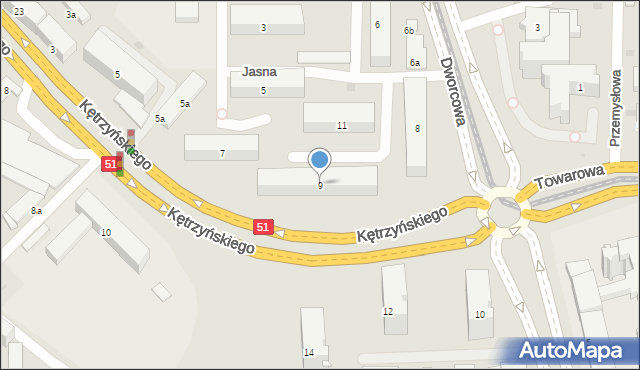 Olsztyn, Kętrzyńskiego Wojciecha, 9, mapa Olsztyna