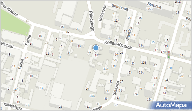 Radom, Kelles-Krauza Kazimierza, 14, mapa Radomia