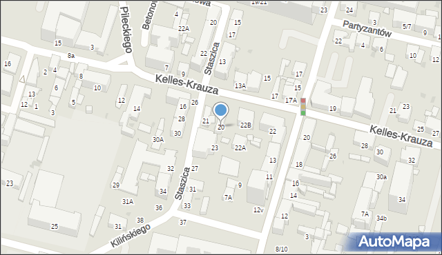 Radom, Kelles-Krauza Kazimierza, 20, mapa Radomia