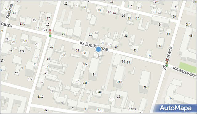 Radom, Kelles-Krauza Kazimierza, 32, mapa Radomia