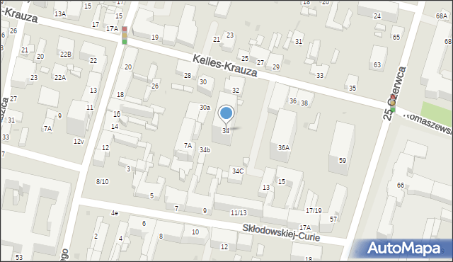 Radom, Kelles-Krauza Kazimierza, 34, mapa Radomia