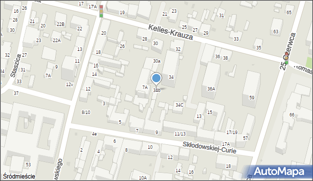 Radom, Kelles-Krauza Kazimierza, 34b, mapa Radomia