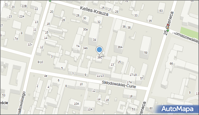 Radom, Kelles-Krauza Kazimierza, 34C, mapa Radomia