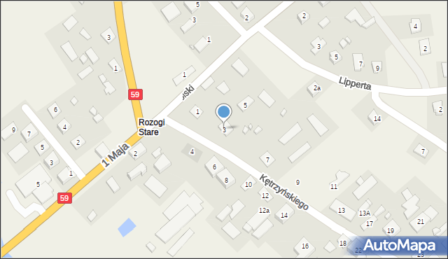 Rozogi, Kętrzyńskiego Wojciecha, 3, mapa Rozogi