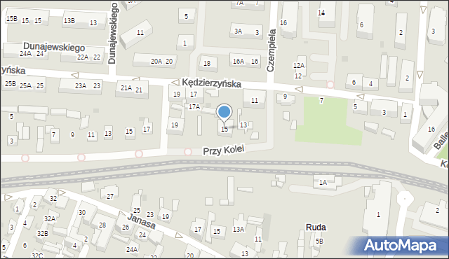 Ruda Śląska, Kędzierzyńska, 15, mapa Rudy Śląskiej