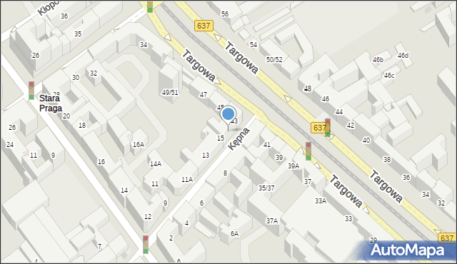 Warszawa, Kępna, 17A, mapa Warszawy