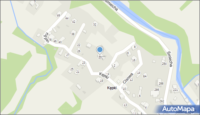 Żabnica, Kępki, 20, mapa Żabnica