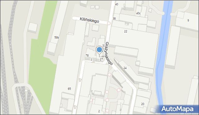 Bielsko-Biała, Kilińskiego Jana, płk., 1a, mapa Bielsko-Białej