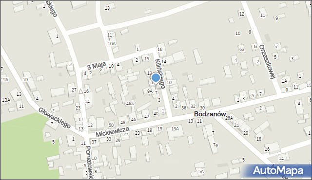 Bodzanów, Kilińskiego Jana, płk., 9, mapa Bodzanów