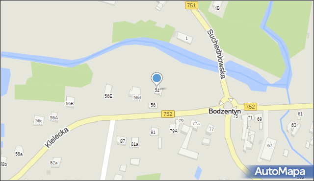 Bodzentyn, Kielecka, 54, mapa Bodzentyn