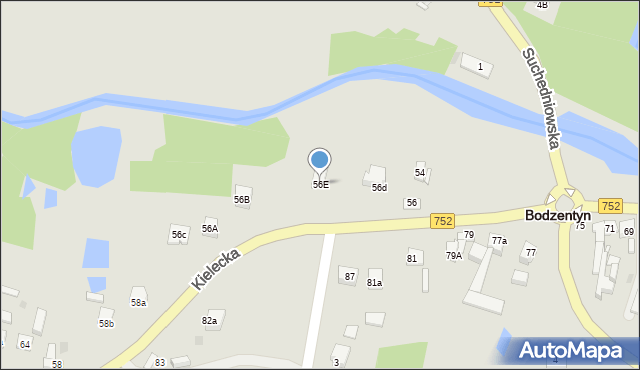 Bodzentyn, Kielecka, 56E, mapa Bodzentyn