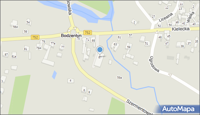 Bodzentyn, Kielecka, 67, mapa Bodzentyn