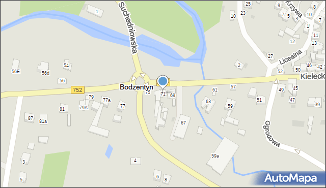 Bodzentyn, Kielecka, 71, mapa Bodzentyn