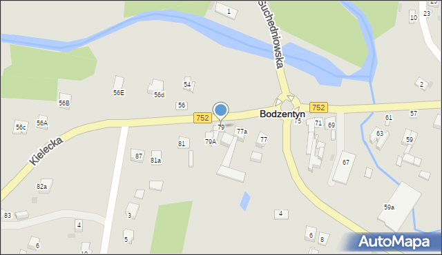 Bodzentyn, Kielecka, 79, mapa Bodzentyn