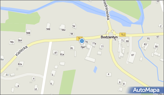 Bodzentyn, Kielecka, 79A, mapa Bodzentyn