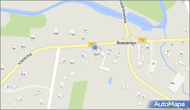 Bodzentyn, Kielecka, 79A, mapa Bodzentyn