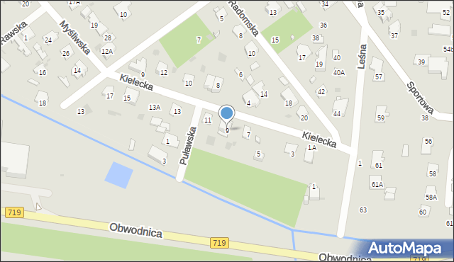 Brwinów, Kielecka, 9, mapa Brwinów